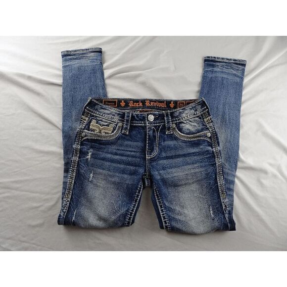 Rock Revival Freesia Skinny Women Distressed Jean Size 26 - Picture 2 of 11